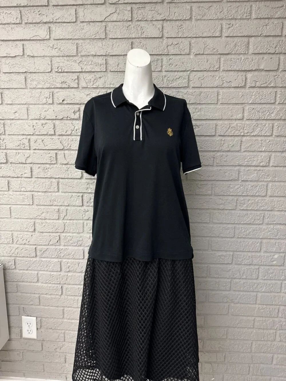 Ralph Lauren Active Women Short Sleeve Black Polo Shirt Size L